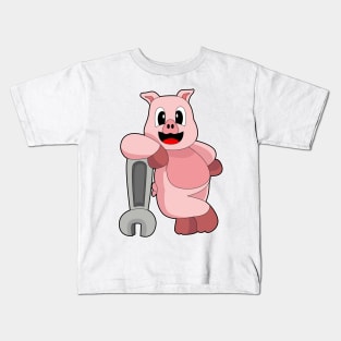 Pig Mechanic Wrench Kids T-Shirt